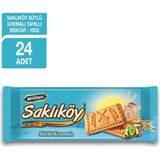 Ülker Saklıköy Sütlü Kremalı Bisküvi 100 gr x 24 Adet Gevrek ve Lezzetli Tahıllı Atıştırmalık
