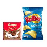 Ülker Sütlü Kare Çikolata & Ruffles Originals Patates Cipsi Ülker Sütlü Kare Çikolata & Ruffles Originals Patates Cipsi 2 Adet