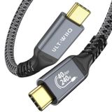 ULT-WIIQ Thunderbolt 4 Kablosu için 3FT USB 4 Kablo, 40Gbps USB 4 Veri Aktarımı, 8K/6K@60Hz Monitör Ekranı, PD 3.1 Video ve Güç, iPhone 16, MacBook, SSD, Yerleştirme, eGPU için 240W Hızlı Şarj Kablosu