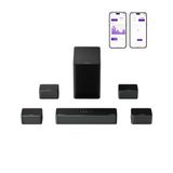 ULTIMEA Dolby Atmos'lu TV için 7.1 Surround Ses Sistemi, APP Kontrolü, 4 Kablolu Surround Hoparlör, 6,5 inç Kablosuz Subwoofer'lı Smart TV için 460W Ses Çubuğu, Ev Sineması Ses Sistemi, Poseidon D80