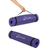 Ultio Spor Taşıma Askılı 10 mm Pilates Minderi Kaymaz Taban Yoga Matı Isteğe Bağlı Kamp Matı - 180*60 - Koyu Mor