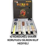 Ultra 10 Watch 49MM 10 In 1 Edition 10 Kordon + Silikon Koruyucu Kablosuz Şarj Özellikli Akıllı Saat - Q21 Siyah