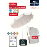 Ultra 2 Metre 1o Telli Plaj Bahçe Balkon Kamp Havuz Balkon Güneş Şemsiyesi ve Çantalı - Krem