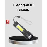 Ultra Dayanıklı 4 Mod Şarjlı Işıldak | Suya ve Darbeye Dayanıklı | 100.000 S - TK002M-6VVAI - Çok Renkli