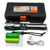 Ultra Güçlü Beyaz Lazer Led El Feneri - 2 Km Menzilli & Powerbank Özellikli (Çift Pil Setli)