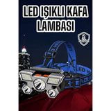 Ultra Güçlü LED Işık Şarjlı Kafa Lambası Balıkçı Lambası Kafa Feneri ( Lisinya )