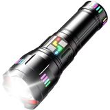 Ultra Güçlü Şarjlı Led El Feneri, Gerçek 30000 Lümen Süper Parlak Işık, 5 Farklı Işık Modu, Telefon Şarj Edebilir, Su Geçirmez, Omuz Askısı Aparatı, 2 Km Uzun Menzilli Büyük Powerbank El Feneri
