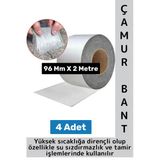 Ultra Güçlü Su Geçirmez Isıya Dayanıklı Alüminyum İzolasyon Tamirat 96 Mm X 2 Metre Çamur Bant 4 Adt