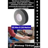 Ultra Güçlü Yapışkan Isg Iş Yeri Ev Depo Kaygan Zemin Merdiven Siyah Kaydırmaz Bant 25 mm x 25 Metre