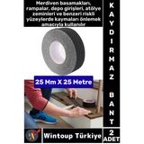 Ultra Güçlü Yapışkan Isg Iş Yeri Kaygan Zemin Merdiven Siyah Kaydırmaz Bant 25 mm x 25 Metre 2 Adet