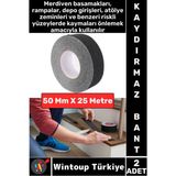 Ultra Güçlü Yapışkan Isg Iş Yeri Kaygan Zemin Merdiven Siyah Kaydırmaz Bant 50 mm x 25 Metre 2 Adet