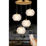 Ultra Home Çiçek Model 3 RENK Kumandalı 4 Lü Salon Mutfak Oturma Yatak Odası Modern Led Gold Avize