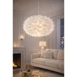 Ultra Home Ponpon Model Beyaz Tüylü Kumaş Modern Estetik Tekli Sarkıt Avize