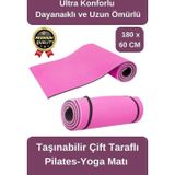 Ultra Konfor Taşıma Askılı Kalın Kaymaz Çift Taraf Pembe Siyah Meditasyon Pilates Minderi Yoga Matı