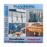 Ultra Kuvvetli, Kendinden Yapışkanlı Şeffaf Askı (5 Vidalı +5 Kancalı Askı) - standart