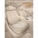 Ultra Lüks 3 Lü Oto Koltuk Minderi Krem Renk Terletmez Kaydırmaz Özel Taban 3 Lü Set
