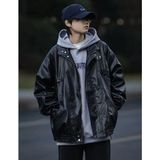 Ultra Ovarsize Hakiki Deri Unisex Hip Hop Ceket Tarzı Mont - Siyah