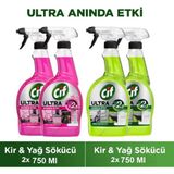 Ultra Sprey Sakura Parfüm 750 ml X2 + Cif Ultra Anında Etki Kir Yağ Çözücü 750 ml X2 - 4 Lü Set