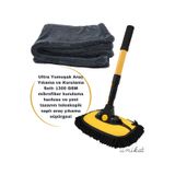 Ultra Yumuşak Araç Yıkama ve Kurulama Seti 1300 GSM mikrofiber kurulama havlusu ve yeni tasarım teleskopik saplı araç yıkama süpürgesi.