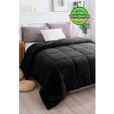 Ultra Yumuşak Çift Taraflı Wellsoft Peluş Yorgan Çift Kişilik (Battaniye/Nevresim) 200x220 cm Siyah