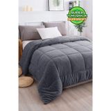 Ultra Yumuşak Çift Taraflı Wellsoft Peluş Yorgan Çift Kişilik Yıkanabilir 200x220 Cm Antrasit Antrasit