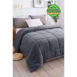 Ultra Yumuşak Tek Kişilik Çift Taraflı Wellsoft Peluş Yorgan Yıkanabilir 160x220 Antrasit Antrasit