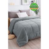 Ultra Yumuşak Tek Kişilik Çift Taraflı Wellsoft Peluş Yorgan Yıkanabilir 160x220 Gri Gri
