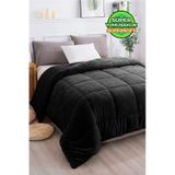 Ultra Yumuşak Tek Kişilik Çift Taraflı Wellsoft Peluş Yorgan Yıkanabilir 160x220 Siyah Siyah