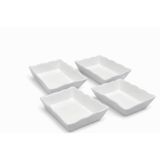 Ultraform Porselen Dalgalı Kenarlı Dikdörtgen Kase 12,5x9cm 4'lü Beyaz Meze Sunum Tabak