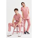 Ultralycra Basic - Likralı Doktor Hemşire Forma Takımı Scrubs Üniforma Cerrahi Takım (Unısex), Bronz Pembe