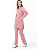 Ultralycra Modest - Likralı Doktor Hemşire Tesettür Forma Takımı Scrubs Üniforma Cerrahi Takım, Bronz Pembe