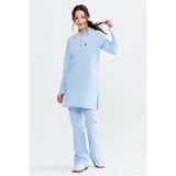 Ultralycra Modest - Likralı Doktor Hemşire Tesettür Forma Takımı Scrubs Üniforma Cerrahi Takım, Buz Mavi - Buz Mavisi - XL