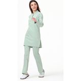 Ultralycra Modest - Likralı Doktor Hemşire Tesettür Forma Takımı Scrubs Üniforma Cerrahi Takım, Su Yeşili - XL