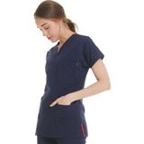 Ultralycra Spaniard - Likralı Doktor Hemşire Scrubs Tek Üst Cerrahi Forma (Kadın), Lacivert - 2XS