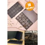 UltraMint 18 Bölmeli Takı ve Dikiş Organizeri, Şık ve Pratik Saklama Çözümü - Ahşap - Bej