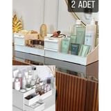 UltraMint 2 Adet Rose Katlı Makyaj Organizer, Çekmeceli, Çok Gözlü Düzenleyici - Ahşap - Bej - Siyah