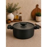 UltraMint 26 cm Granit Derin Tencere, Silikon Kenar, Cam Kapak, Şık ve Dayanıklı - Ahşap - Seçenek 1