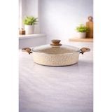 UltraMint 26 cm Granit Tencere, Cam Kapaklı, Çok Amaçlı ve Dayanıklı - Ahşap - Ceviz - Seçenek 1