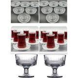 UltraMint 26 Parça Cam Çay Takımı Seti, Şekerlik ve Çay Tabağıyla Şıklık Yaratır - Seçenek 1