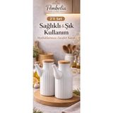 UltraMint 2'li 1000 ml Beyaz Porselen Yağlık ve Kapaklı Yağdanlık Seti - Seçenek 1