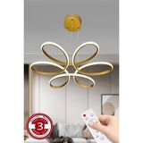 UltraMint 3 Renk Kumandalı Gold Kasa Büyük Salon & Oda Avizesi Papatya Ledli - Seçenek 1 - Altın