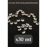 UltraMint 30 Metre 1500 Adet Kristal Octagon Taşı, Avize Dekorasyon, Gold Halkalı - Seçenek 1 - Açık Beyaz - Gri