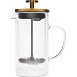 UltraMint 350ML Çift Cidarlı Borosilikat Cam French Press, Gold Renk - Seçenek 1 - Altın