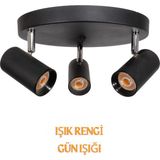 UltraMint 360° Dönebilen Modern Siyah Yuvarlak Avize Seti, Gün Işığı Işıklandırma - Seçenek 1 - Ahşap