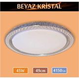 UltraMint 45 cm Beyaz Kristal LED Panel, Sıva Üstü, 45W, Modern Avize Tasarımı - Seçenek 1 - Altın