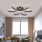 UltraMint 45 cm Siyah Beyaz LED Papatya Avize, Şık ve Modern Tavan Işığı - Seçenek 1 - Ahşap