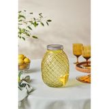 UltraMint 4,65L Sarı Cam Damacana, Ananas ve Melon Desenli, Kapaklı, Musluklu - Altın