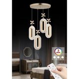 UltraMint 4'lü Gold Kaplama Sarkıt Kumandalı LED Salon Avize, 3 Renkli Işık Seçeneği - Seçenek 1 - Altın
