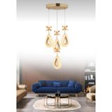 UltraMint 4’lü Gold Renkli Kristal Taşlı Modern LED Avize, Salon ve Mutfak Için - Seçenek 1 - Altın