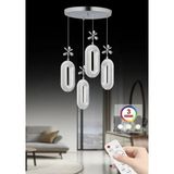 UltraMint 4'lü Krom Kaplama Sarkıt LED Salon Avize, Kumandalı, 3 Renkli Işık - Seçenek 1 - Altın - Gümüş - Bakır